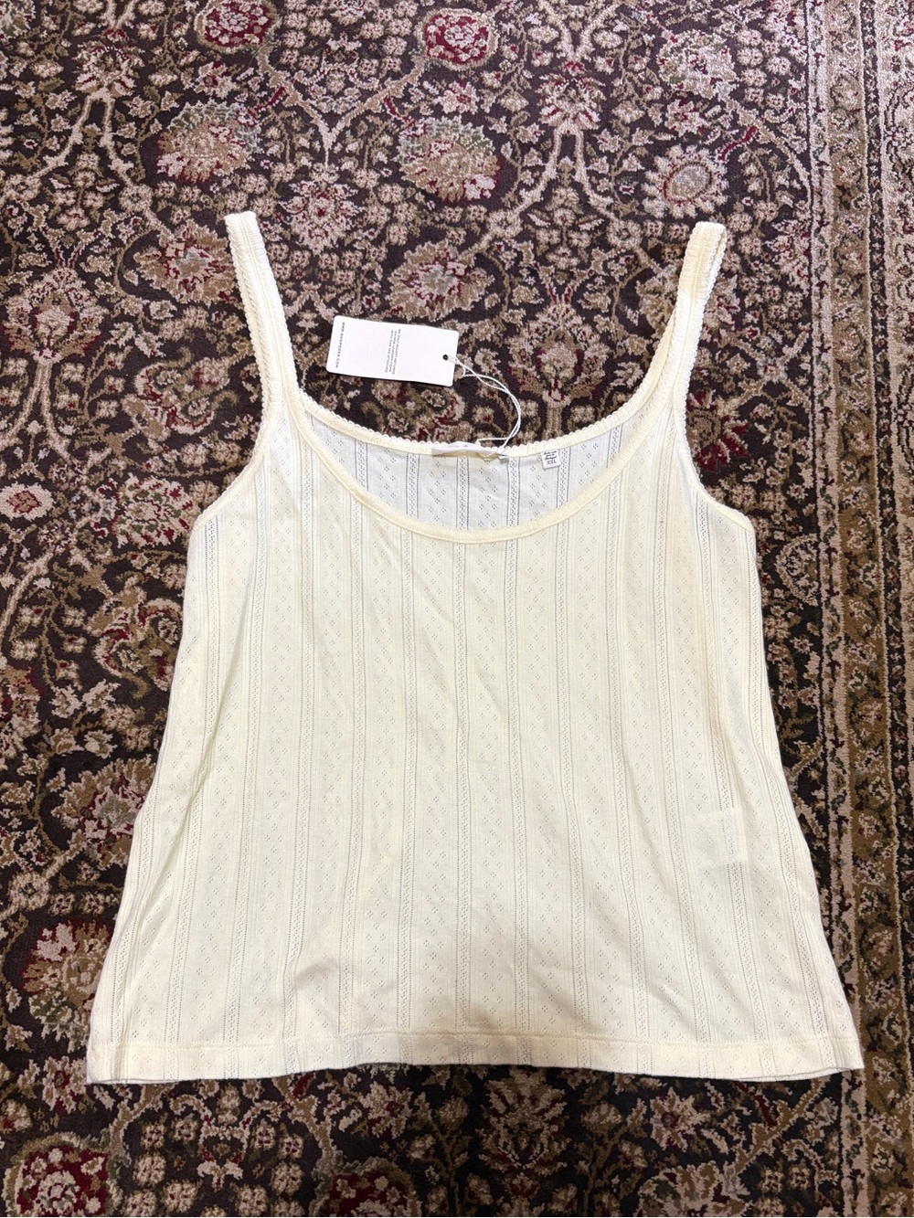 NWT Doen Shae tank in pointelle creme citron - Picture 2 of 8